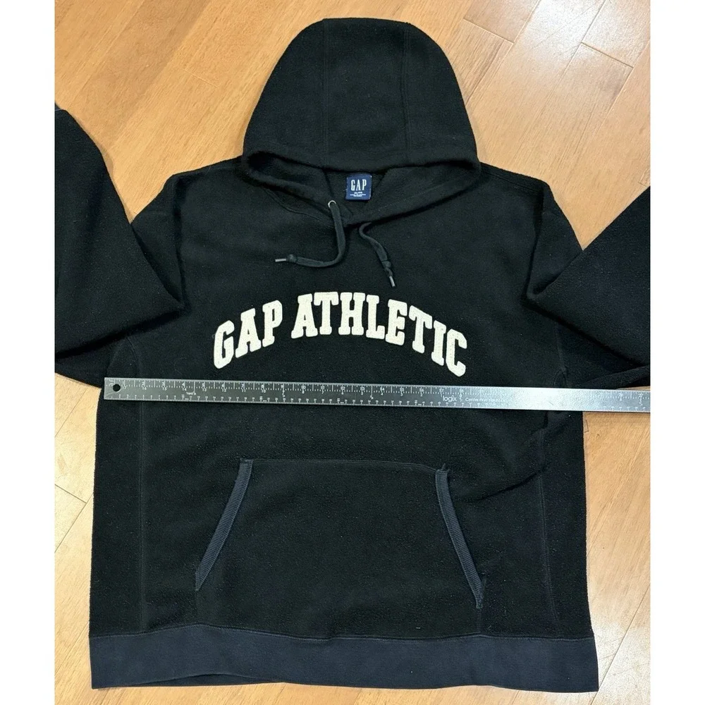 Vintage Gap Athletic Fleece Hoodie Black XL Sweater 90s Y2K Boxy Baggy Spellout